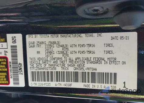 2021 Toyota Tacoma Sr5 V6 z USA, uszkodzony, nr VIN 5TFCZ5AN4MX273658